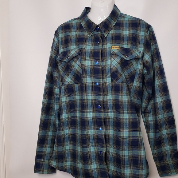 DIXXON The Pende Jo Blue Green Yellow Plaid Shirt Pearl Snap Close Women… - Picture 2 of 16